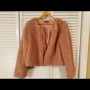 Shein coat jacket fuzzy medium fluffy crop